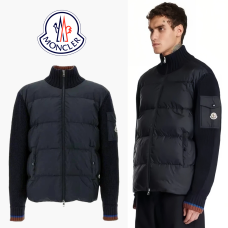 MonclerスタンドカラーパッチワークニットダウンジャケットKLOU19-7